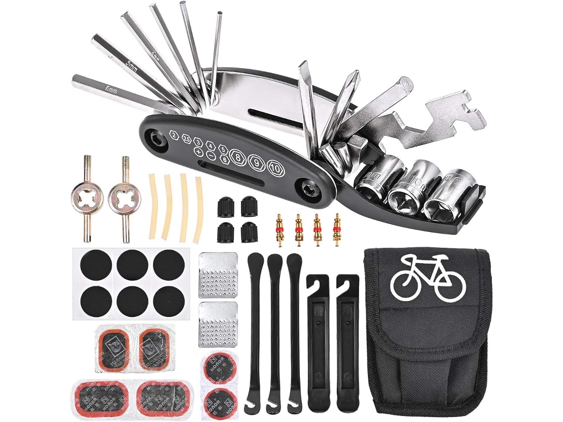 Kit Ferramentas Bicicleta 16 Em 1, Multifuncional Portátil Aço Inoxidável.