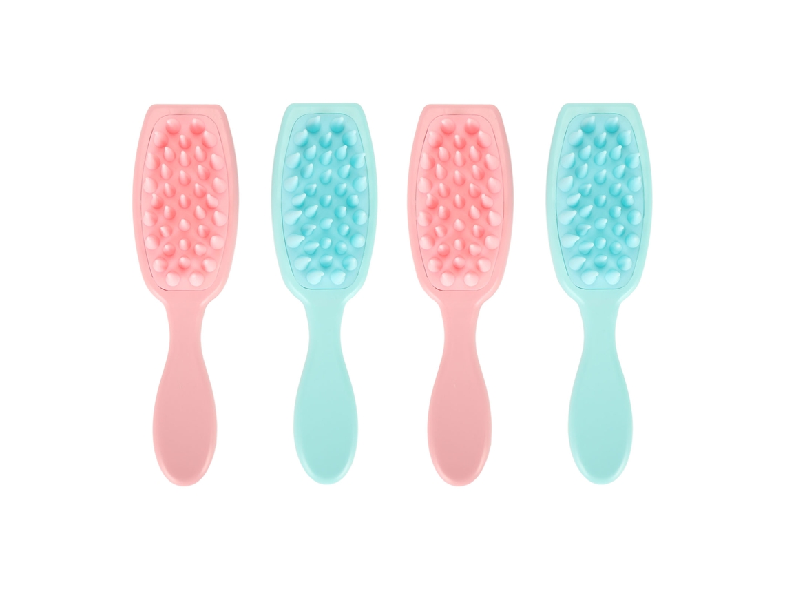 4pcs Escova De Shampoo Com Cabo Longo Massagem De Cabelo Suave Ergonômico Rosa Azul
