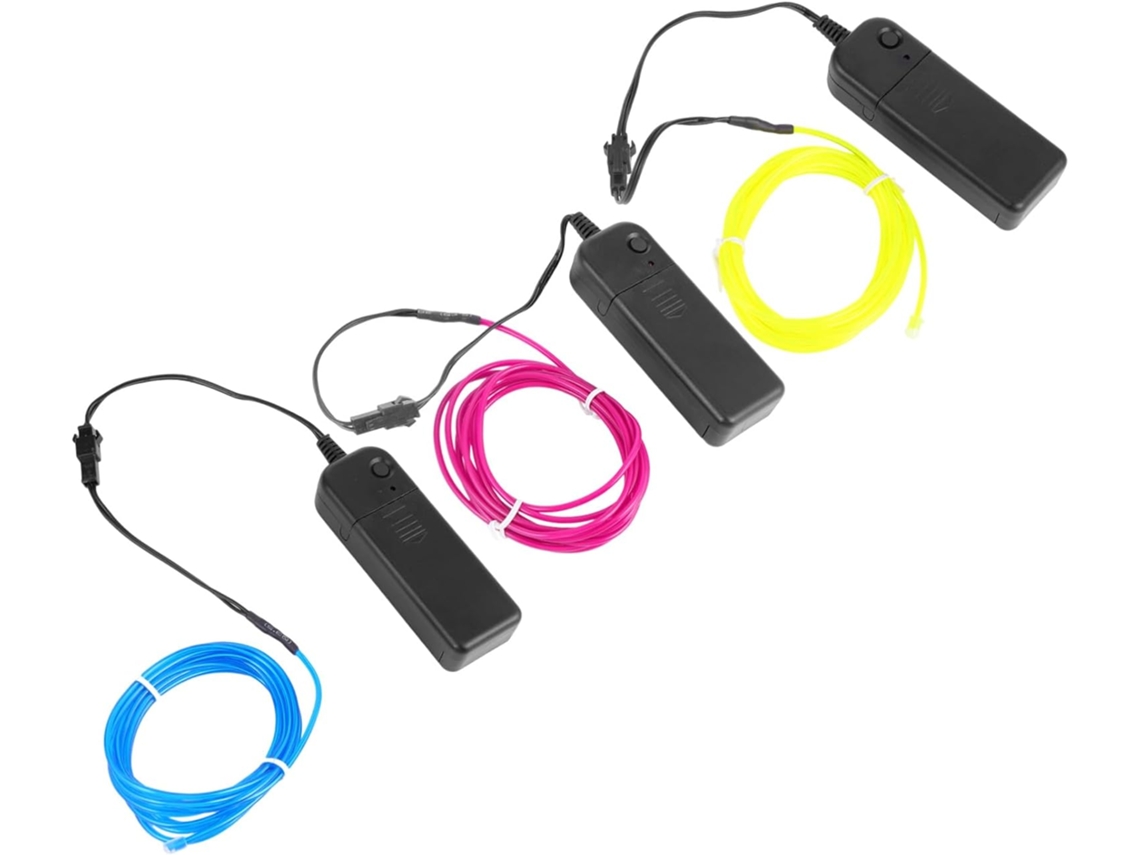 Conjunto De 3 Fios Luz Led El Flexíveis Com Bateria Para Decoração
