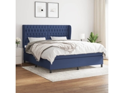 Cama Com Molas/colchão 180x200 Cm Tecido Azul