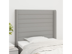 Vidaxl Cabeceira De Cama C/ Abas Tecido 93x16x118/128cm Cinzento-claro