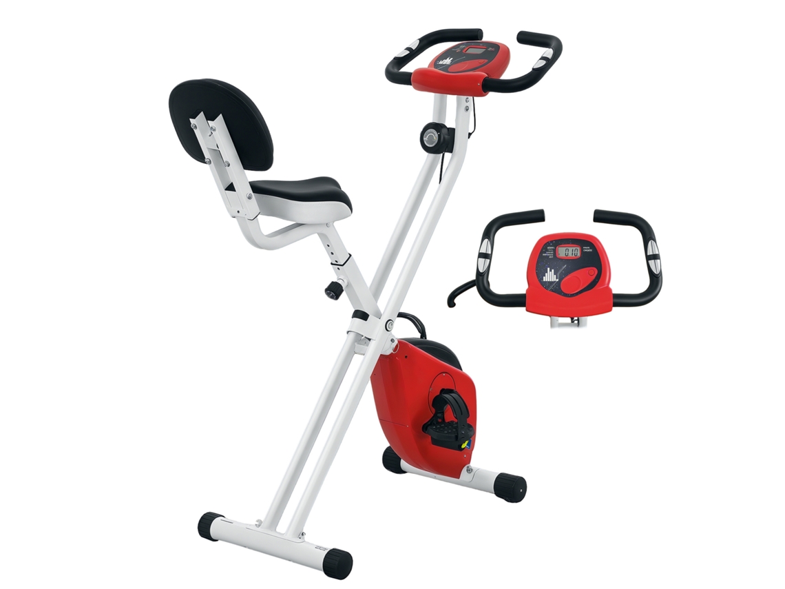 Bicicleta Ergométrica Dobrável - Colaboração .fr X Ffhandball - 8 Níveis De Resistência, Encosto Ajustável, Vermelha