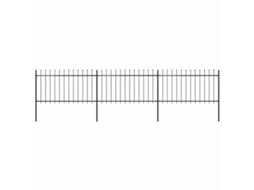 Vidaxl Cerca De Jardim Com Topo Em Forma De Lança Em Aço 504x100 Cm, Preta