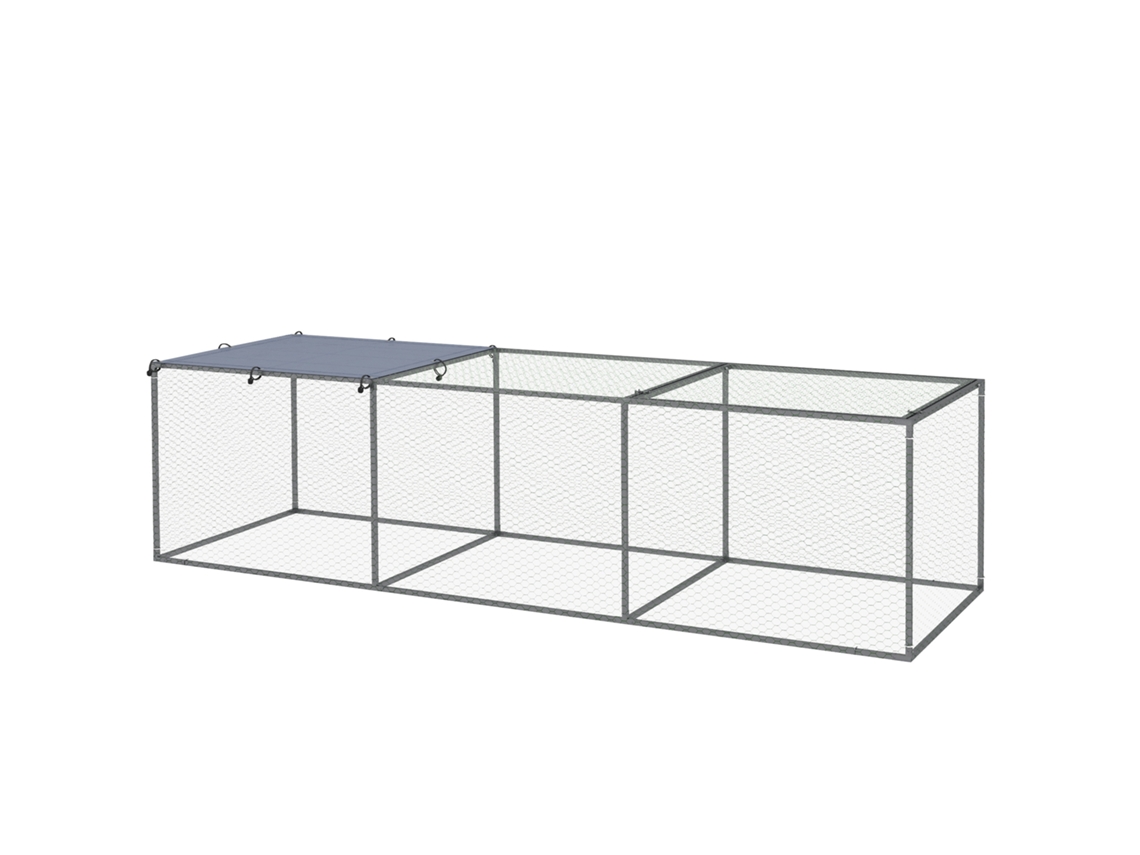 Gaiola para galinhas e pequenos animais 3x1x0,8 m com 3 m², aço galvanizado, escura