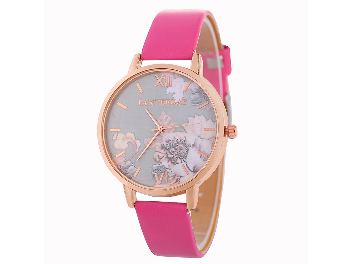 Conjunto de Relógio Feminino Elite de Lazer e Negócio para Presentes (vermelho Rosa)