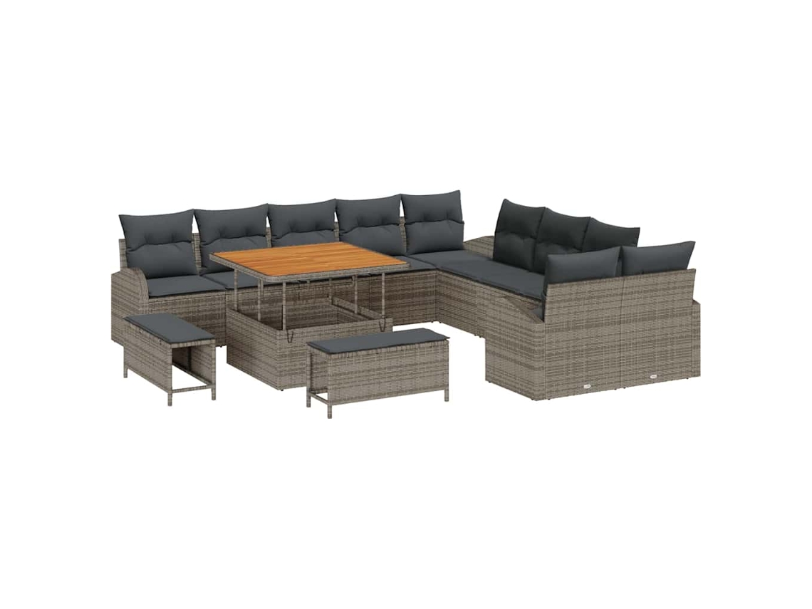 Maison Exclusive - Conjunto De Sofá De Jardim Com Almofada 13 Pcs Cinzeto Vime Pe