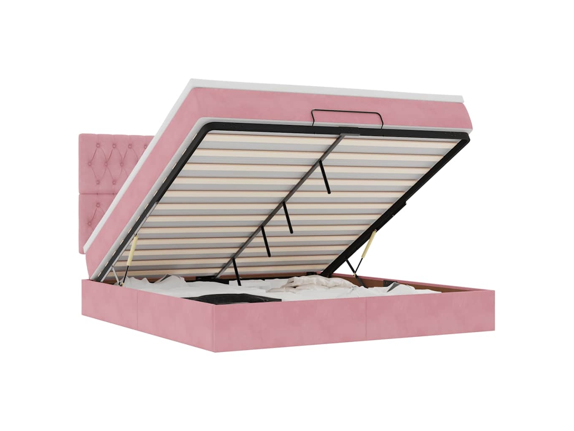 Estrutura de Cama com Colchões Veludo Rosa MAISON EXCLUSIVE (180x200 cm)