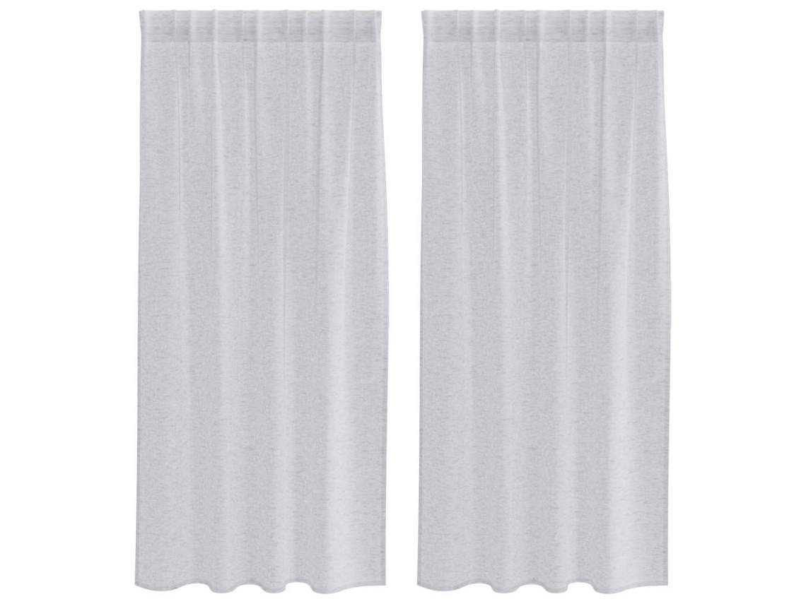 Conjunto 2 Cortina De Voile Vidaxl Cinzento-claro Poliéster (175 X 140 Cm)
