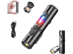 Lanterna De Bolso Recarregável Edc, Mini 6 Em 1 Com Chaveiro, Cob De 500 Lúmens Com Luz Uv E Iniciador De