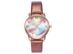 Relógio de Pulso Feminino Vansvar com Pulseira Pu Cor Marrom Relógio de Quartzo