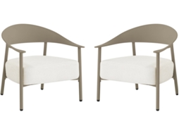 Conjunto De 2 Cadeirões De Jardim "céora" Em Plástico E Metal - Taupe