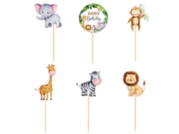 Decorações Para Muffins Tema Selva, 24 Unidades Topos Para Bolos Animais, Festas De Aniversário Infantil Temática Animal Safari Gigikill