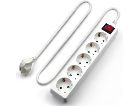 Extensão com 5 Tomadas com Interruptor  EW3916 Schuko Branco
