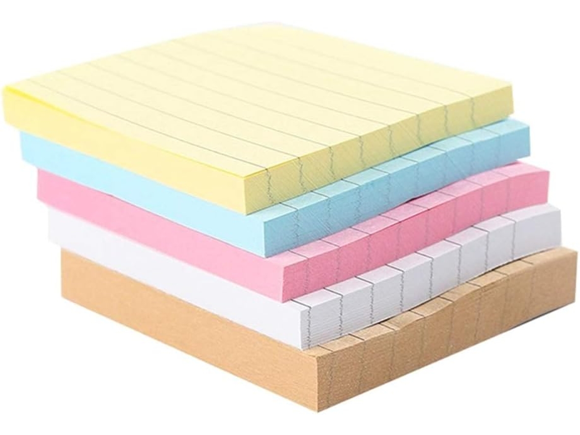 Blocos De Notas Adesivas, 5 Unidades, Pautadas, Para Escritório