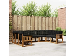 Vidaxl Conjunto De Sofás Para Exterior 9 Pcs Natural E Preto