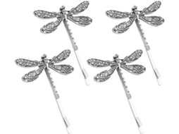 Presilhas de cabelo em prata com design de libélula para mulheres e meninas.