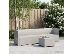 Vidaxl Sofá De Jardim 4 Lugares Look Rattan Pp Branco