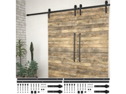 Vidaxl Kits De Ferragens Para Porta Deslizante 2 Pcs 200 Cm Aço Preto
