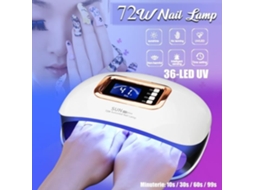 Secador De Unhas Uv Profissional Para Mãos E Pés, 72w, Com Visor Lcd, Sensor Automático E 4 Configurações De Temporizador