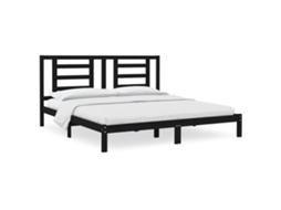 Bed Frame, Bed Frames Vidaxl Preto Madeira De Pinho (200 X 200 Cm)
