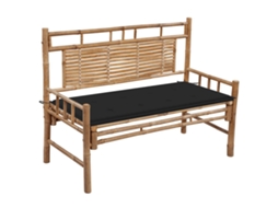 Vidaxl Banco De Jardim Com Almofadão 120 Cm Bambu