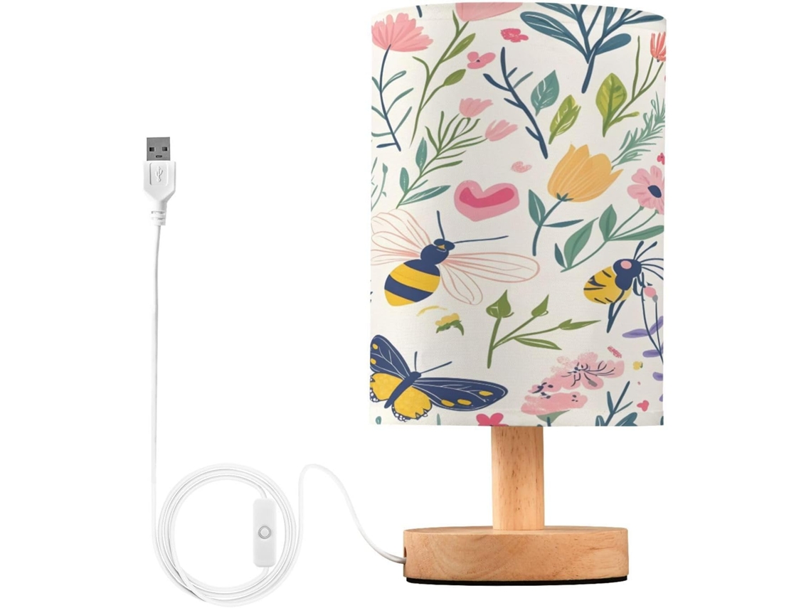 Luminária de cabeceira LED com portas USB, luminária de leitura, luminária de mesa para quarto com cúpula e base.