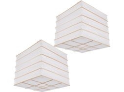 2 Unidades De Abajures De Papel Dobráveis Quadrados Brancos Em Estilo Origami.