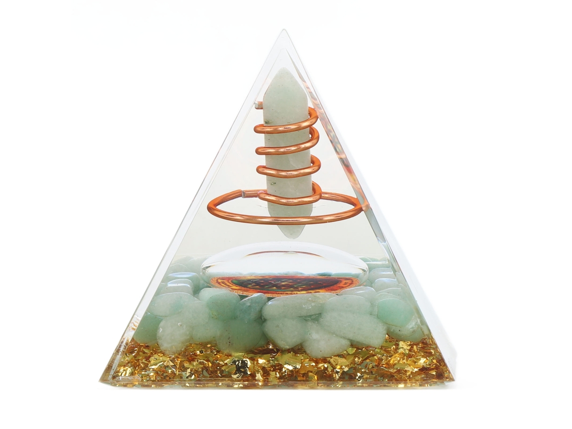 Pirâmide de Orgonita 6cm com Cristal e Cobre para Meditação e Energia Positiva S/MARCA