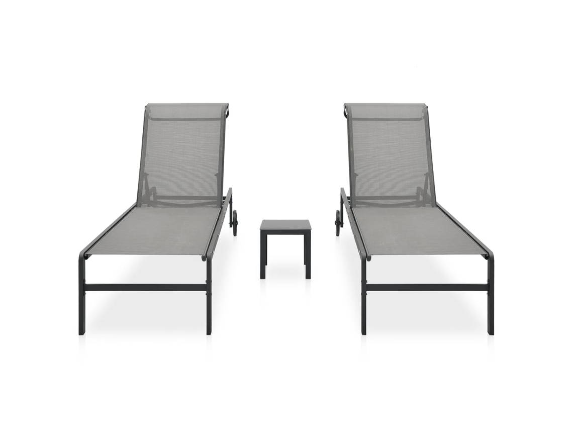 Maison Exclusive - Espreguiçadeiras Com Mesa 2 Pcs Textilene E Aço
