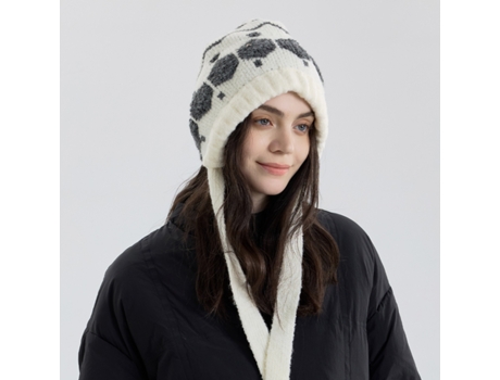 Gorro De Mulher Kyky Tricã Hexagonal Formato Floco Simples Folgado Circunferãªncia Cabeã Ampla Lã Multicor (tamanho Ãºnico.)