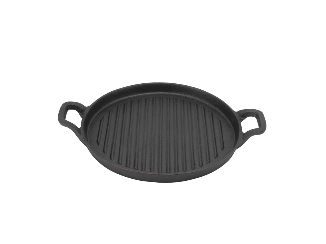 Frigideira De Ferro Fundido De 28 Cm Com Duas Alças E Dupla Face.