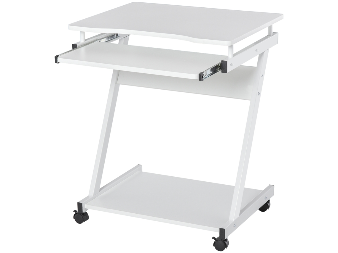 Mesa De Computador Móvel, Cor Branco, Para Escritório