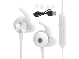 Fone de Ouvido Mali Bluetooth Esportivo de Pescoço com Redução de Ruído, Hifi, Branco