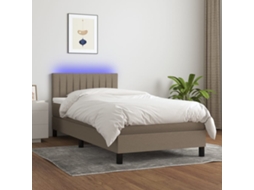 Vidaxl Cama Box Spring + Colchão/led 90x200cm Tecido Cinza-acastanhado