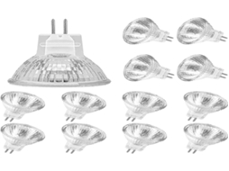 Lurelia Pack De 12 Lâmpadas Halógenas Mr16 Gu5.3 20w 12v 2700k, Branca Quente, Regulável, Sem Cintilação, Para Casa