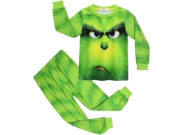 2026 conjunto de Pijamas Infantil com Estampa de Grinch Natal para Crianças 4 9 Anos Meninos Meninas Presente