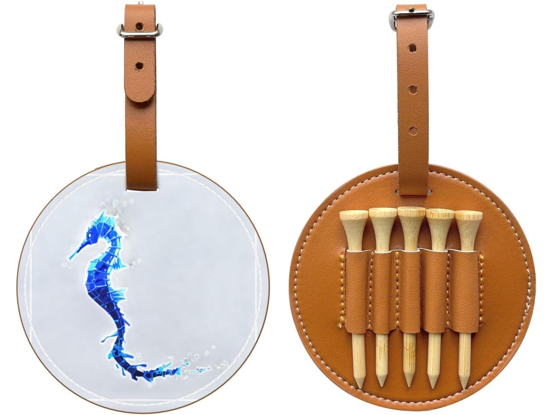 Bolsa Preta Abstrata com Estampa de Cavalo Marinho para Tees de Golfe S/MARCA