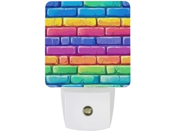 Luminária de parede LED com sensor crepuscular, em tons de Tijolo e concreto.