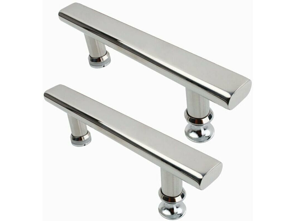 Lote De 2 Maçanetas De Porta De Box De Banheiro Cromadas 145mm Transparente Btforus