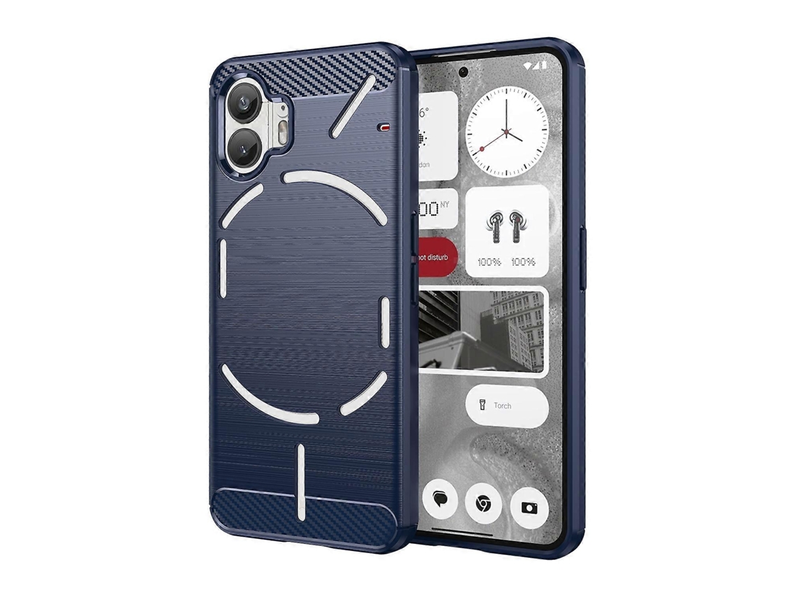 Capa Para Celular For Nothing Phone 2 Em Tpu Com Textura Escovada De Fibra De Carbono