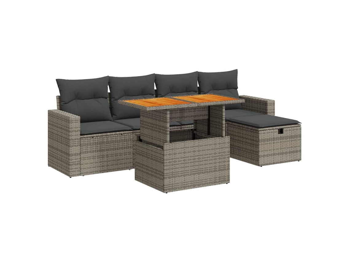 Conjunto de 6 Sofás Jardim com Almofadões Pe/acácia Cinzento MAISON EXCLUSIVE (6 pcs)