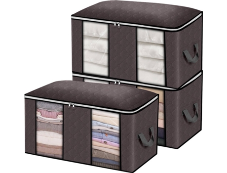 3 Caixas de Arrumação  CB5 (Castanho - Tecido - 60 x 43 x 35 cm)