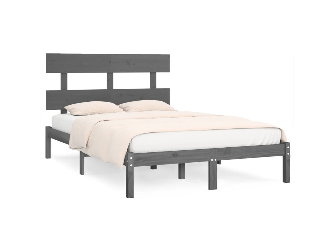 Estrutura de Cama 200x200 Cm Madeira Maciça Cinzento MAISON EXCLUSIVE