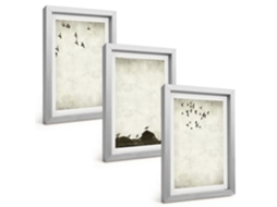 Quadros Decorativos Para Paredepássaros Voando, Minimalismo Moldura Prateada Quadros Para O Escritório Espelharte (3 Peças 20x30 Cm)