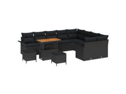 Conjunto 12 Móveis De Jardim Vidaxl Preto Vime Pe (297.4 X 234 X 85 Cm)