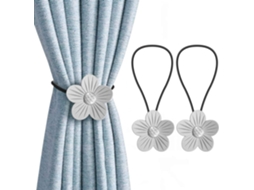 Conjunto De 2 Prendedores Magnéticos Para Cortinas, Práticos E Elegantes, Com Um Requintado Formato Flor. Não Precisam Furos Na Pa Aquaforge