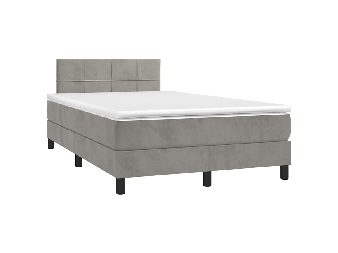 Vidaxl Cama Box Spring Colchão Led 120x190 Cm Couro Artif. Cinza-claro