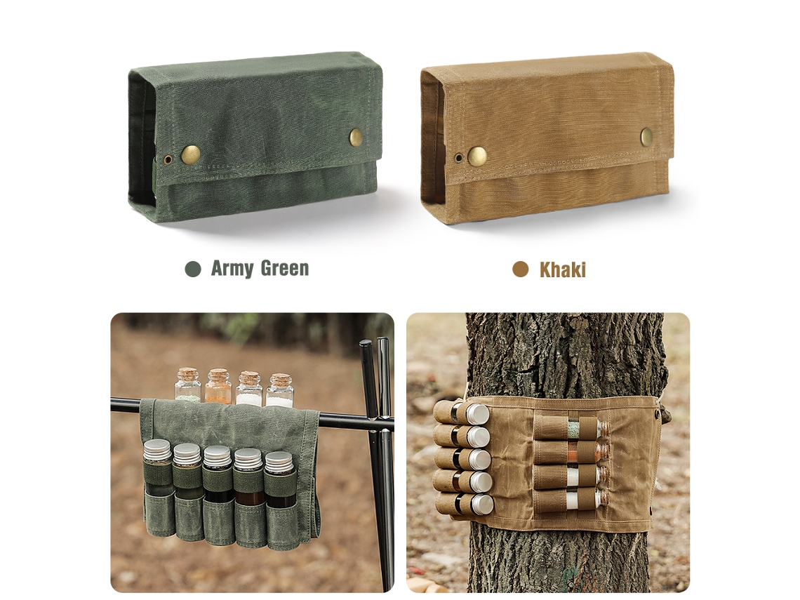 Bolsa Portátil de Armazenamento para Frascos de Condimentos de Lona com 9 Frascos para Camping e Churrasco S/MARCA