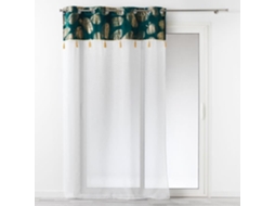 Cortina Transparente Jateada com Tampo de Veludo Branco / Verde 140 X 240 Cm DOUCEUR D'INTERIEUR