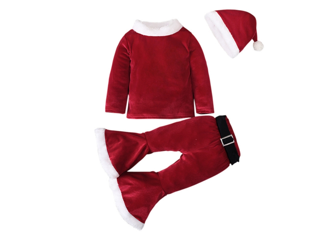 Mali traje de Natal Papai Noel Infantil 4pcs Conjunto Algodão Veludo para Bebê 2 5 Anos